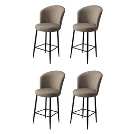 Hanah Home Juego de 4 Taburetes de Bar Cappuccino, Black - 46x107x40 cm